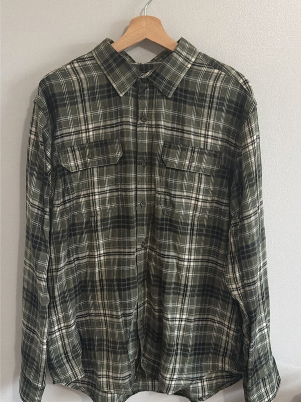 George Men's Large Green Plaid Flannel Shirt